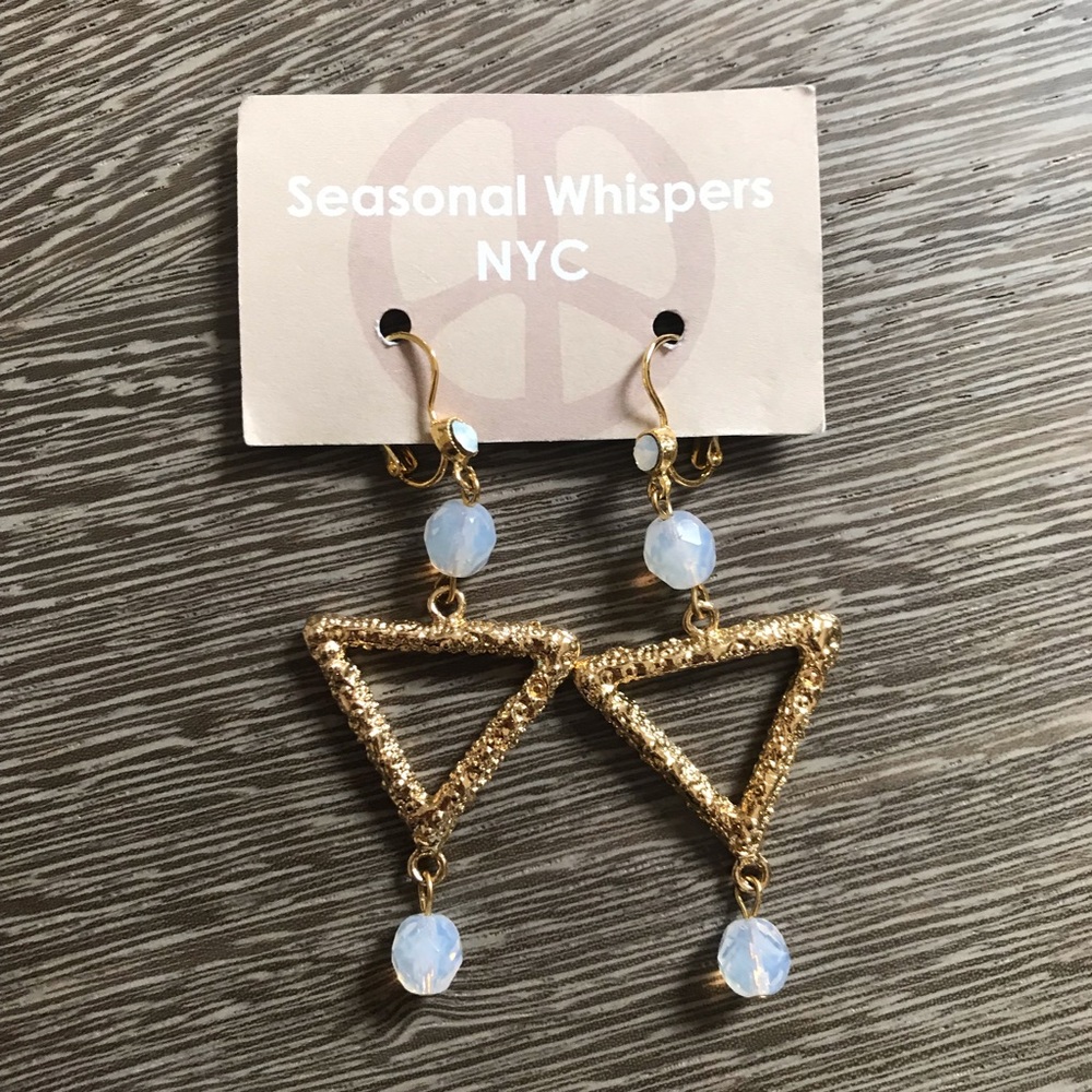 Seasonal Whispers Opal/Gold Triangle Earring